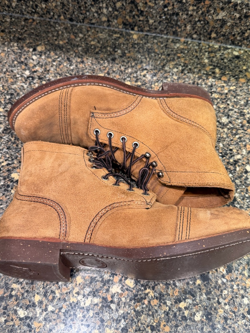 Men's Red Wing iron Ranger 10.5 Suede Lace-Up Boots in Tan
